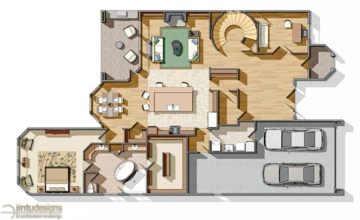 2d color floor plan services