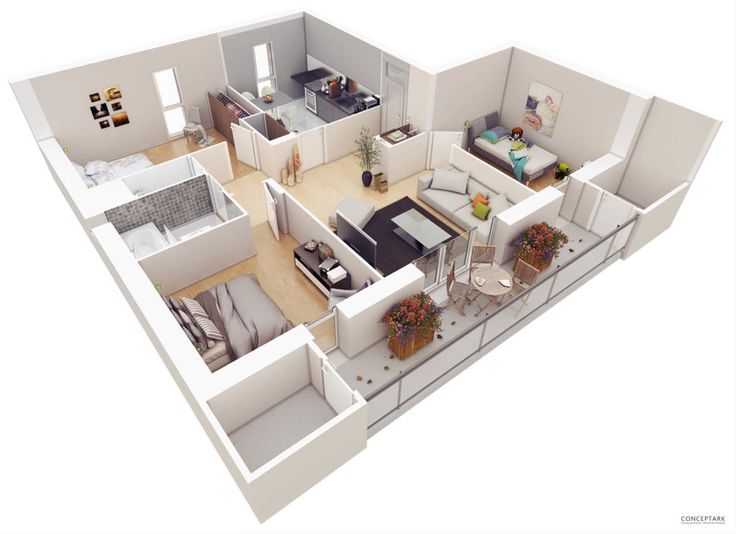 3d color floor plan